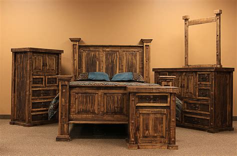 Plank wood drawer fronts and bed. LMT | Rough Pine Rustic Bedroom Set | Dallas Designer ...
