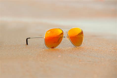 Gold Framed Ray Ban Aviator Sunglasses With Yellow Lens Hd Wallpaper
