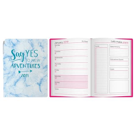 A5 Planner Diary 2019 Say Yes To New Adventures Stationery Bandm