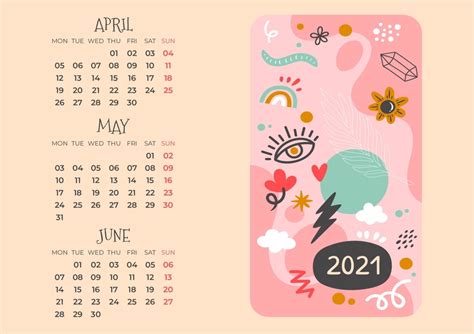 Free Doodle Cool Pink 2021 Calendar Template