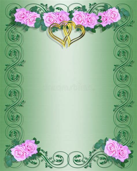 Pink Roses Invitation Border Stock Illustration Illustration Of
