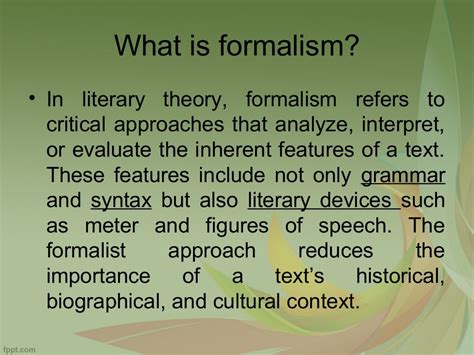 Formalism Presentation