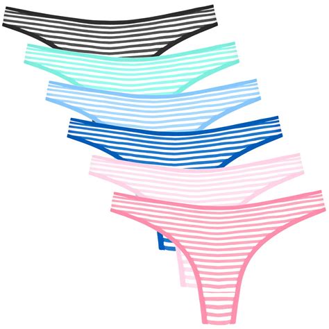 Anzermix Womens Breathable Cotton Thong Panties Pack Of 6 New Ebay