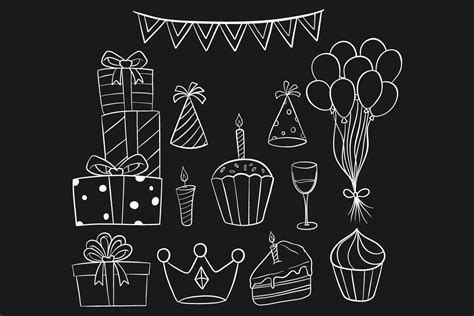 Doodle Birthday Elements Collection Graphic By Padmasanjaya · Creative Fabrica