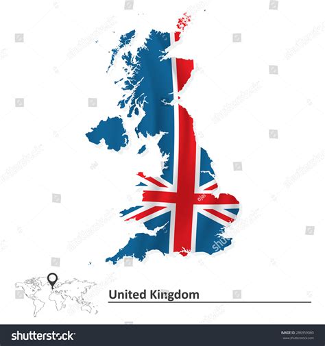 Map United Kingdom Flag Vector Illustration Stock Vector