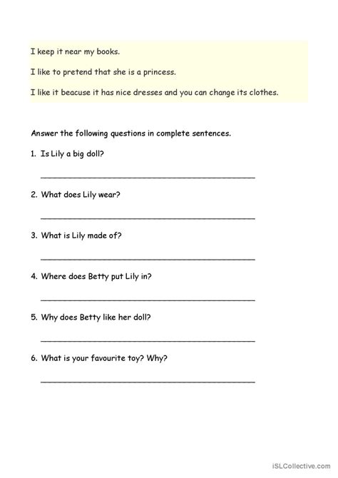 My Favourite Toy English Esl Worksheets Pdf And Doc