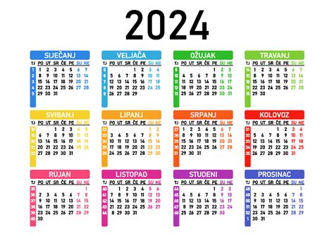 Vektorski Kalendar 2024 Kalendarisu