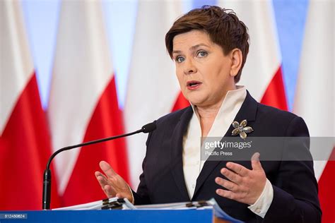 Polish Prime Minister Beata Szydlo Gestures While Giving A Speech News Photo Getty Images