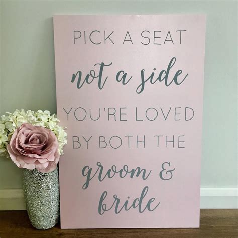 pick a seat not a side you re loved by both the groom and etsy pick a seat wooden wedding