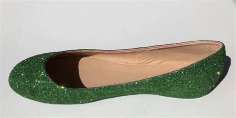 Bridal Flat Emerald Green And Gold Glittered Ballet Flats Free Us