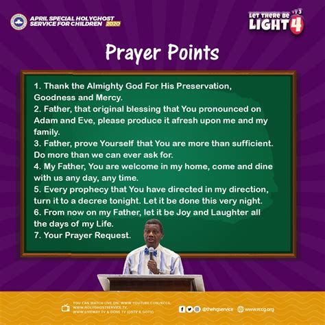 Prayer Points From Rccg April 2020 Holy Ghost Service Lettherebelight4
