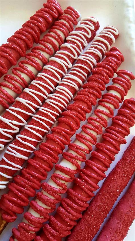 Gourmet Red And White And Chocolate Covered Pretzel Rods Etsy