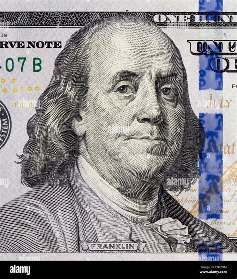 Benjamin Franklin Portrait On One Hundred Dollars Banknote Stock Photo