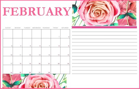 Floral February 2019 Calendar Printable Calendar Printables Calendar