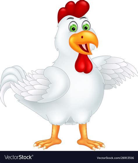 Funny White Chicken Cartoon Royalty Free Vector Image