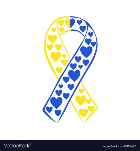 World Down Syndrome Day Yellow Blue Ribbon Vector Image