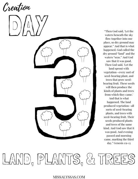 I love love love the opportunity to teach my students about the creation story sunday school coloring pages: Creation Day 3 coloring page | Miss Alyssa's in 2020 ...