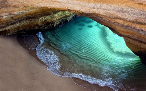 Sandy Beach In The Cave Wallpaper Nature And Landscape Wallpaper Better