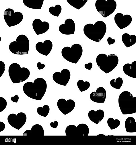 Heart Seamless Pattern Love Shape For Valentine Background Black