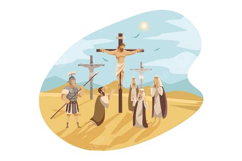 Crucifixion Of Christbible Concept Christianity Crowd Bible Vector Christianity Crowd Bible