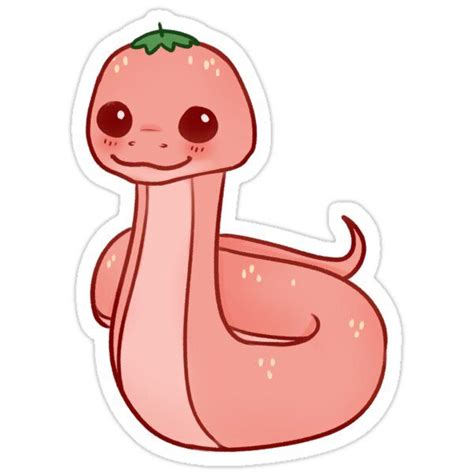 Strawberry Snake Sticker By Linyue Cute Animal Drawings Kawaii Cute