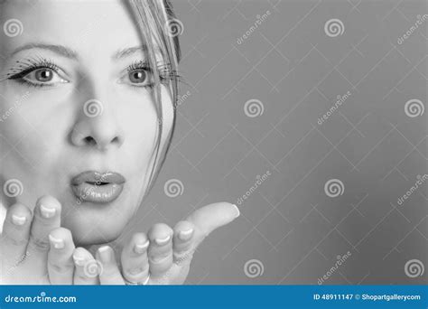 Sensual Woman Blowing Kisses Stock Image Image Of Female White 48911147