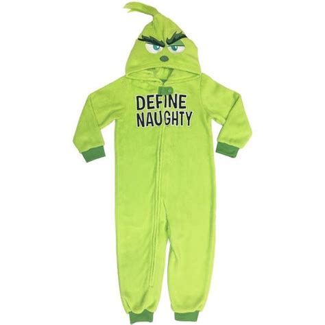 Toddler Define Naughty Grinch One Piece Pajamas - Size - 2T | One piece pajamas, Define naughty ...