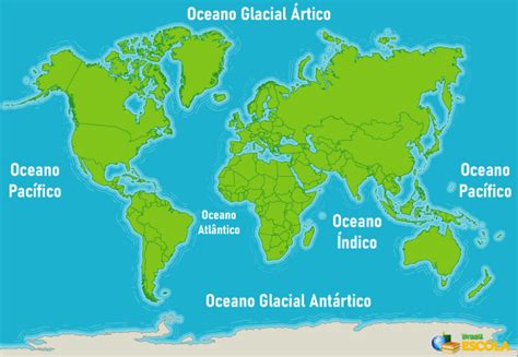 Mapa Múndi Continentes Países Mares Oceanos Brasil Escola