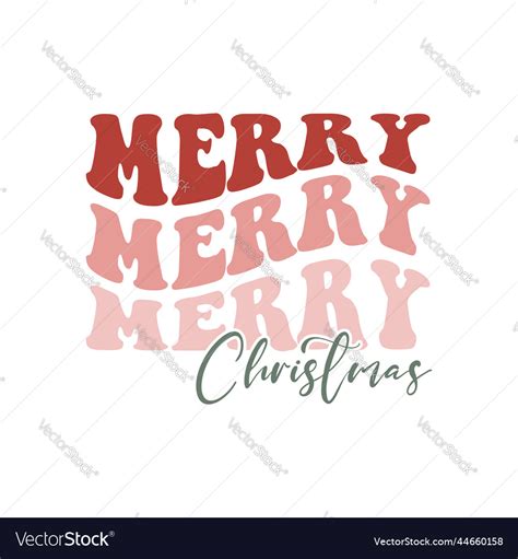 Merry Christmas Groovy Lettering Sign Royalty Free Vector
