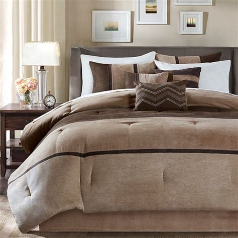Olliix By Madison Park Brown Queen Palisades 7 Piece Faux Suede