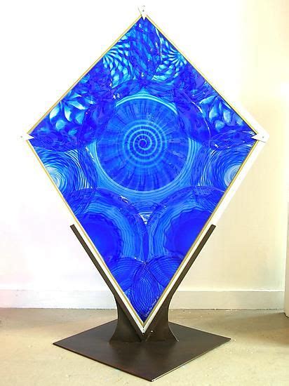Blue Sun Art Glass Sculpture Created By Dierk Van Keppel Limited Edition Blown Glass Rondels