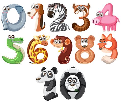 Conjunto De Número De Animales Lindos Numeros Para Niños