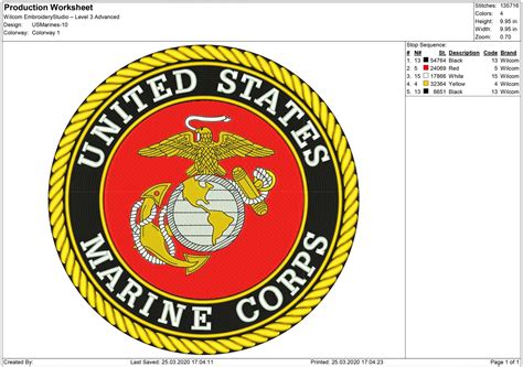 Revised Version Us Marine Corps Machine Embroidery Design Art