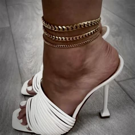 Women S Iced Miami Cuban Link Ankle Bracelet