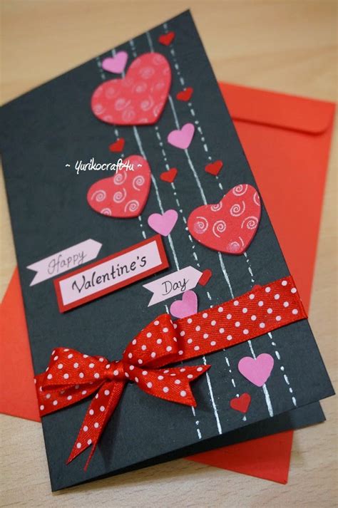 Handmade Greeting Cards By Yuriko Dangling Hearts Card