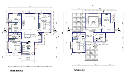 Ground Floor And First Floor Plan Drawing In Dwg Autocad File Cadbull
