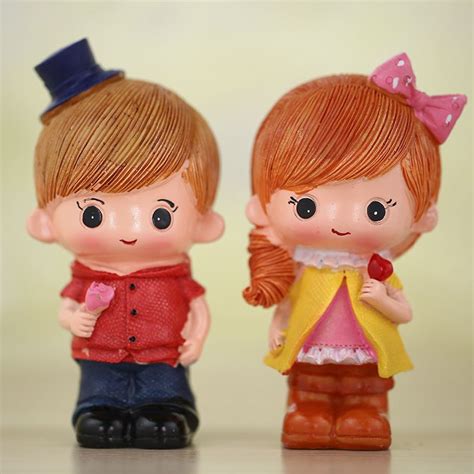 Valentine Ts Sweet Couple Dolls Vinyl Resin Cartoon Crafts For Desk