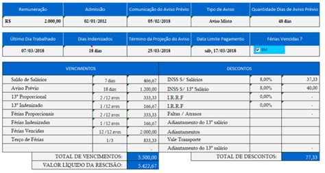 Planilha Para Cálculo De Rescisão Caltrab