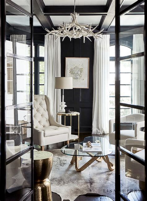 Black And White Room With Gold Accents Transitional Living Room