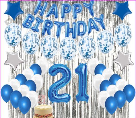 21st Birthday Decorations 21 Party Decoration Balloons Supplies Blue