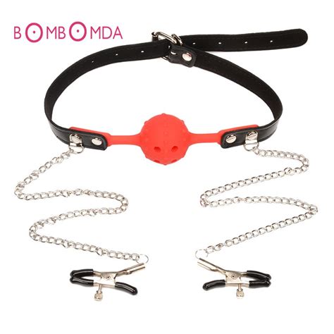 Sex Shop Bdsm Slave Adult Games Mouth Gag Ball Nipple Breast Clamps
