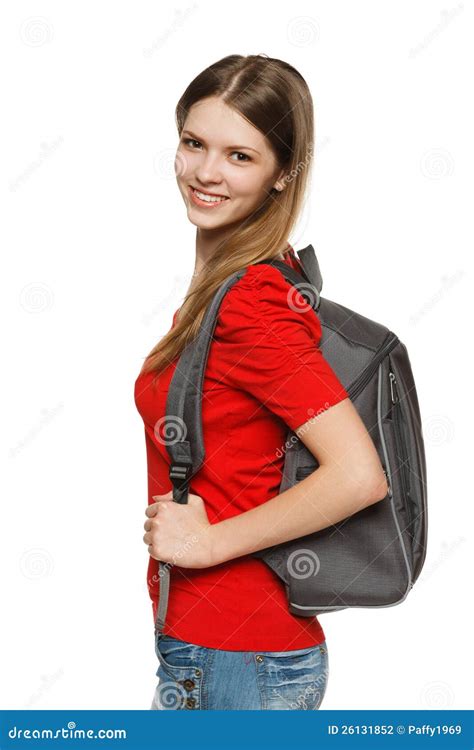 Teenager Girl With Backpack Stock Photo Image Of Adorable Lesson