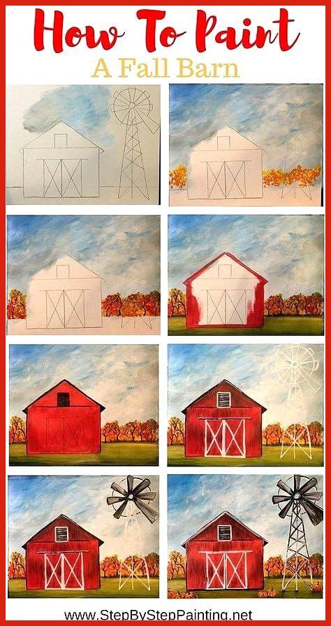 How To Paint A Fall Barn Step By Step Painting Learn How To Paint A