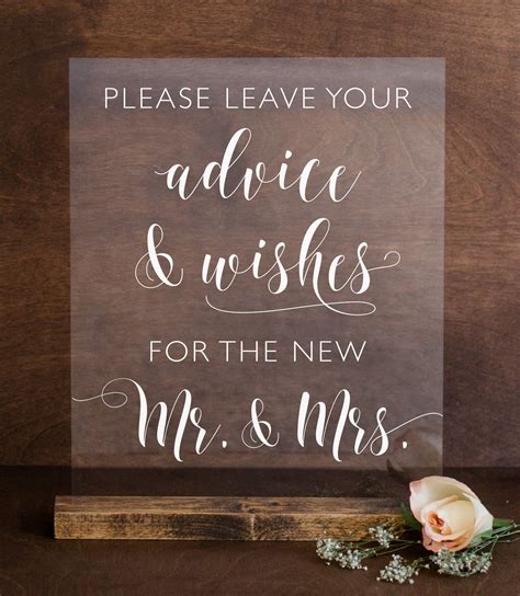 Wedding Advice and Well Wishes Acrylic Sign Advice for Mr | Etsy in 2020 | Wedding advice 