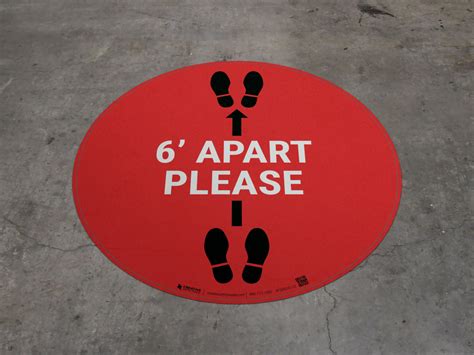6 Ft Apart Please Floor Sign