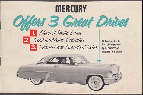 Mercury Offers 3 Great Drives Sales Brochure 1952
