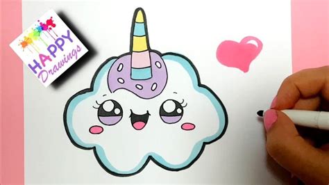 How To Draw A Super Cute Cloud Emoji Unicorn Easy Drawing