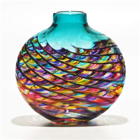 Optic Rib Flat Vase By Michael Trimpol And Monique Lajeunesse Art Glass Vase Artful Home