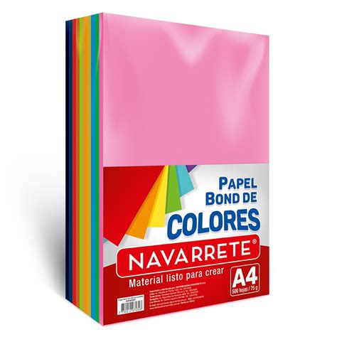 Papel De Colores A4 75 Gr Bolsa X 500 Hjs Navarrete