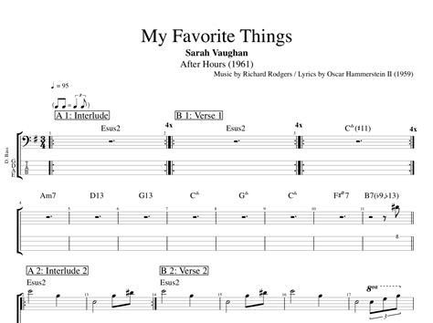 My Favorite Things · Sarah Vaughan Guitar Bass Tabs Sheet